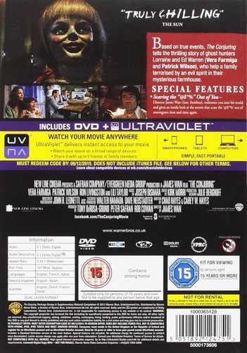 The Conjuring DVD 2013film Patrick Wilson, Lili Taylor5051892124751Ron Livingston - Photo 2/2