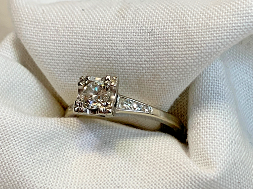 14K White Gold Ring 2.49g Fine Jewelry Size 6.25 Band Clear Round Stone *READ* - Picture 3 of 24