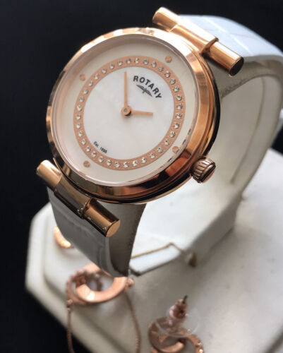 Orologio da donna originali cristalli rotanti designer oro rosa pelle bianca LS00662/41 - Foto 3 di 19