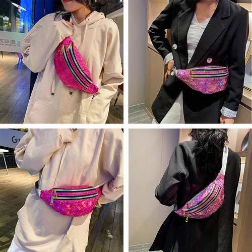 Waist Bum Bag Women's Fanny Pack Holographic Laser Party Money Belt Pouch Wallet - Photo 10/19