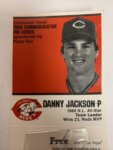 Danny Jackson 1989 CINCINNATI REDS PIZZA HUT COMMEMORATIVE BASEBALL PIN - Picture 4 of 4