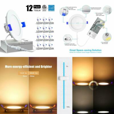 Ensenior 1 Pack 4 Inch Ultra-Thin LED Recessed Ceiling Light with Junction Box ETL and Energy Star Certified Dimmable Can-Killer Downlight 4000K Cool White 750LM High Brightness 9W 75W Eqv Ensenior 1 Pack 4 Inch Ultra-Thin LED Recessed Ceiling Light with Junction Box ETL and Energy Star Certified Dimmable Can-Killer Downlight 4000K Cool White 750LM High Brightness 9W 75W Eqv