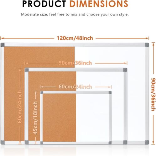 Elegant 90x60cm Dry Erase Cork Board with Magnetic Surface – Ideal for Any Space - Picture 4 of 11