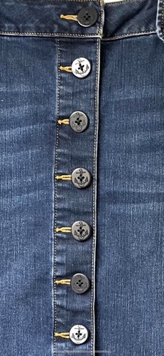 Talbots Petites Denim Skirt 2P Anchor Nautical Button Up Knee Length - Picture 3 of 7