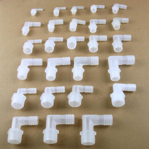 Plastic Male Thread Barbed 90 Elbow Degree Hose Connectors Fitting 1/8"-3/4" - Picture 3 of 5