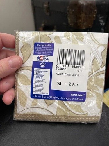 Gold Elegant Scroll Beverage Napkins Party Supply 16ct New!!! - Picture 2 of 2