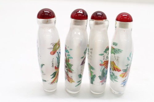 4pc Chinese painted "Picture of GoldFishes" Glass snuff bottle #31 - Picture 3 of 6