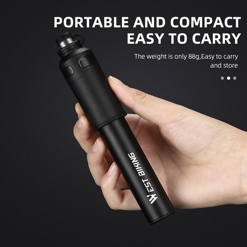 WEST BIKING Aluminum Portable Mini Bike Pump Bicycle Inflator Ball Pump 110PSI - Picture 8 of 18