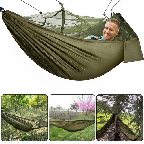 2 Person Hanging Hammock With Mosquito Net Camping Swing Bed For Outdoor Travel - Picture 3 of 13