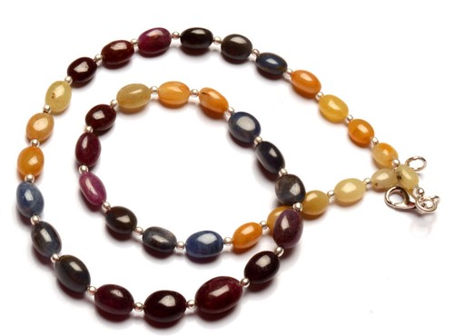 Collar de 17,5" con gemas de zafiro multicolor natural de 7 a 12 mm - Imagen 3 de 6