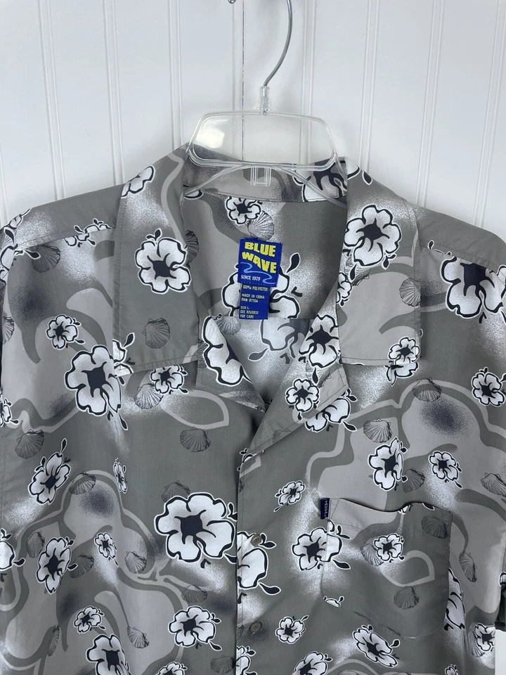 Camisa de campamento grande TruCal azul onda para hombre con estampado hawaiano Foto 2 de 4