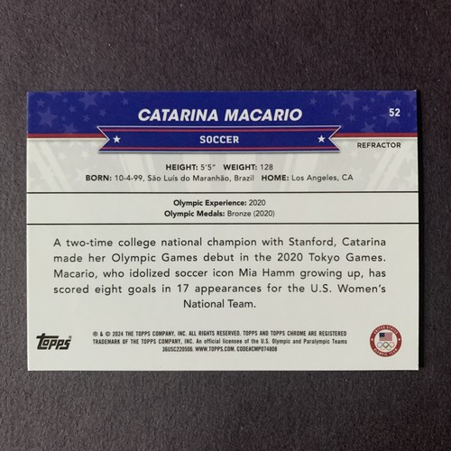 Catarina Macario 2024 Topps Chrome Olympics Refractor #52 - Picture 2 of 2