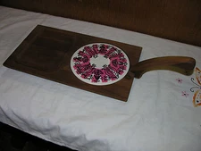 Vintage Mid-Century Modern 1960's Wine & Cheese Platter WOOD Retro Trivet 