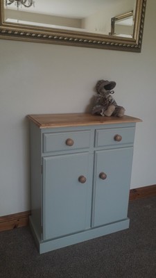 Verrassend SOLID PINE SIDEBOARD CUPBOARD IN FARROW AND BALL MIZZLE. | eBay PF-94