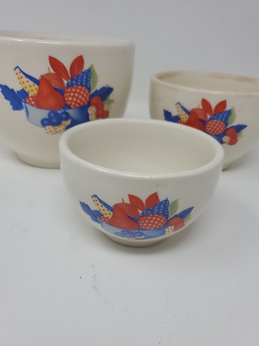 Vintage Universal Cambridge China Calico Fruit Nesting Bowls Set - Picture 2 of 5
