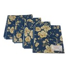 Louisville Saydah Home Magnolia Set Of 4 Blue Floral Square Cloth Napkins 17”