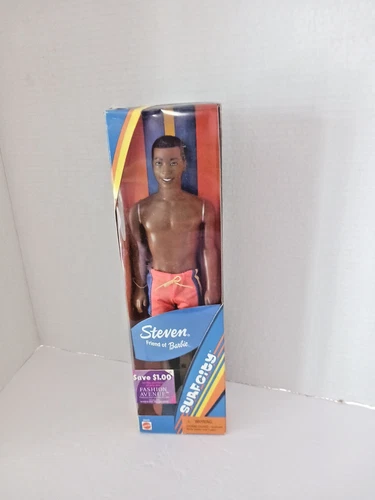 Vintage 2000 Mattel Steven Friend Barbie Surf City Black Doll 28423 NIB W/Box