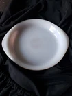 Vintage GlasBake 9-1/2" White Milk Glass Pie Dish 6J517 Textured Pink Bottom
