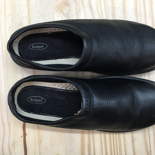 Zuecos Rockport para mujer 6M negros punta redonda zapatos sin cordones informales cómodos cuero - Imagen 14 de 16