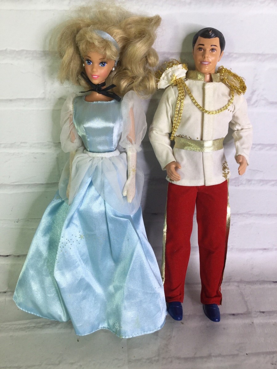 Vintage Mattel Disney Cinderella and Prince Charming Dolls Doll Set With  Dress