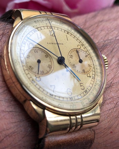 Longines Watch 13ZN Flyback Chronograph 38mm 18k gold case CH arab dial 1942 - Picture 5 of 9