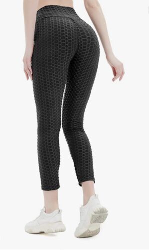 Women's Leggings Textured High Waisted Butt Lift Booty Yoga Workout Sz Large