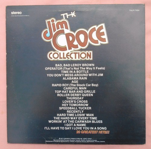 Jim Croce Collection LP 20 Greatest Hits 1977 Record Album - Good Condition - Picture 6 of 6