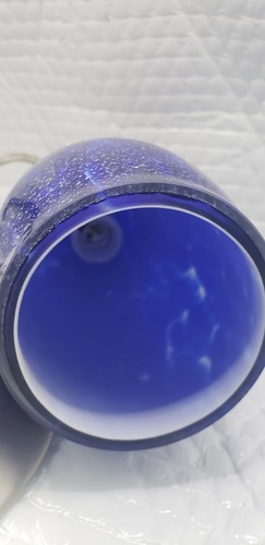 Cobalt Blue Glass Silver Foil Sparkle & Brushed Nickel Hanging Pendant Light - Picture 4 of 6