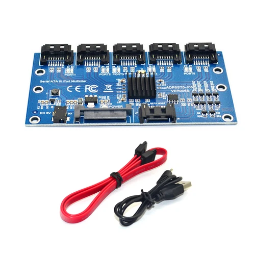 SATA Expansion Card 1 to 5 Port SATA 3.0 Mainboard 6Gbps Port Riser Card Adapter