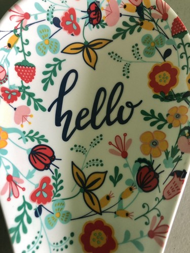 “Hello” Spoon Rest Bright Flowers RV Camper Lightweight Melamine Hole To Hang - Picture 2 of 10