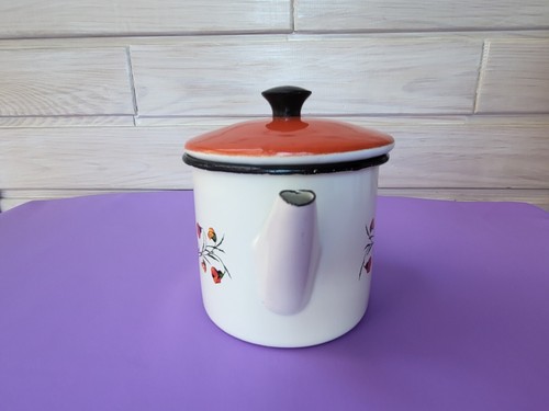 Enameled metal vintage Soviet Kettle Teapot USSR чайник эмалированный - Picture 18 of 20