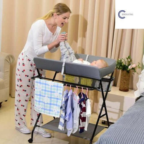 25KG Kinder Wickeltisch Klappbare Wickelkommode mit 3 Fächern Mobiler - Bild 2 von 13