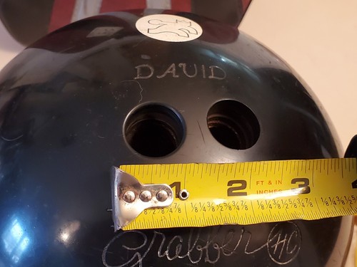 Vintage BRUNSWICK Bowling Ball, Bag, cloth LOT OF 3. The Grabber Black 14lb15oz - Picture 5 of 12