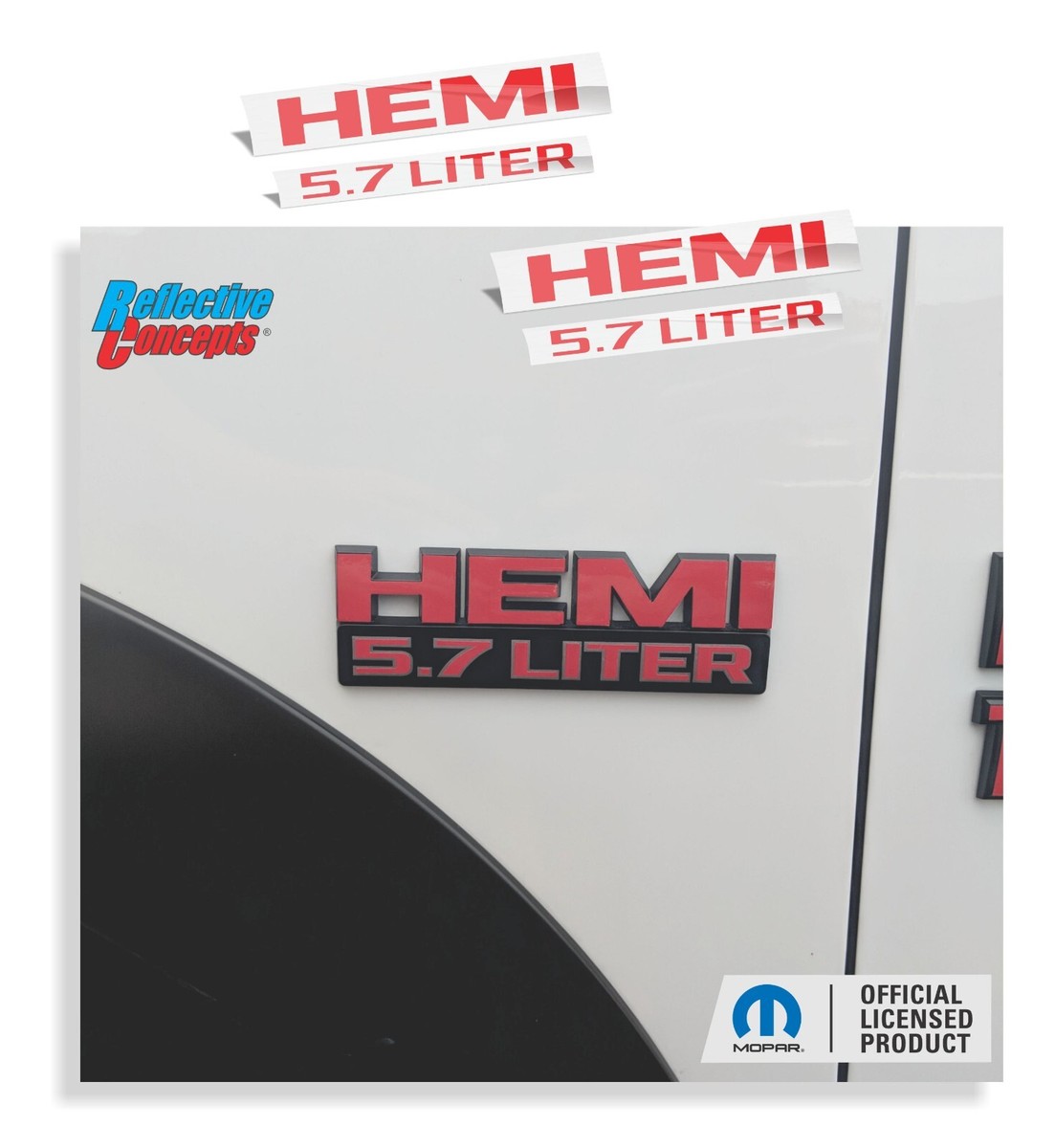 HEMI 5.7 LITER Fender Badge Overlay Decals (pair) for Ram | eBay