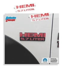 HEMI 5.7 LITER Fender Badge Overlay Decals (pair) for Ram
