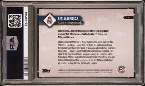 REAL MADRID TEAM * PSA 9 * POP 2 * 2023-24 TOPPS NOW UCL ADVANCES TO FINAL #131 - Picture 4 of 4
