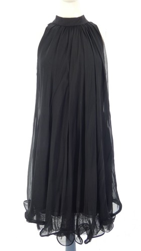 Formal Dress Black Silk Milly Of New York High Neck Ruffle Hem Sleeveless UK 10 - Picture 4 of 14