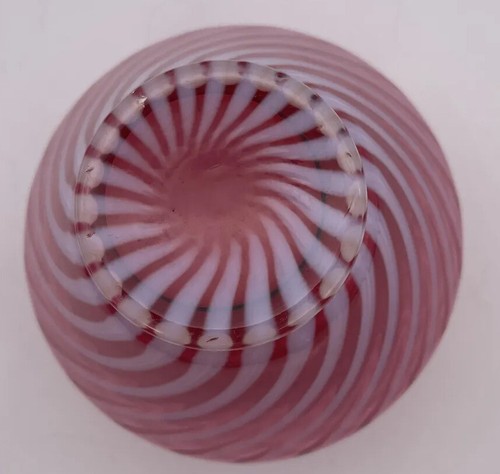 Vintage Fenton rosa & weiß Swirl Rüschen Top 5,5" Kunst Glas Vase - Bild 5 von 6