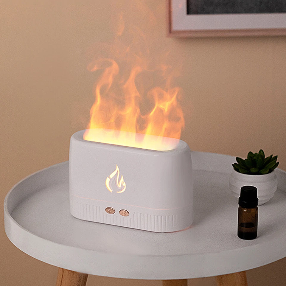 200ml USB Air Humidifier Essential Oil Aroma Diffuser 3D Flame Mist Home Office - Image 2 of 4