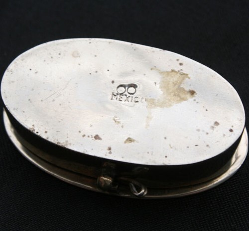 Vintage Alapaka Intarsien Abalone Fisch Oval Pillendose Pillendose Mexiko - Bild 3 von 3