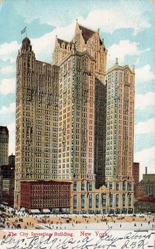 NEW YORK CITY NY CITY INVESTING BUILDING SKYSCRAPER 1908 POSTCARD 031325 U