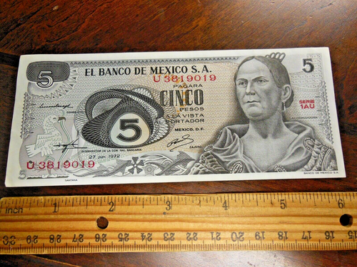 1972 Bank Of Mexico Five (5) Pesos Note - Picture 1 of 2