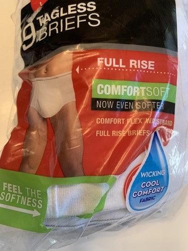 Hanes 9 Paia Slip Uomo Intimo Bianco Full Rise Piccolo Comfort Morbido Cool Wicking - Foto 2 di 8