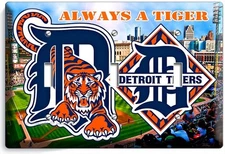 DETROIT TIGERS COMERICA BASEBALL STADIUM 3 GANG LIGHT SWITCH WALL PLATE ROOM ART
