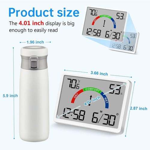 Digital Electronic Alarm Clock LCD Large Screen Displays Wall Clock Thermometer - Picture 6 of 19