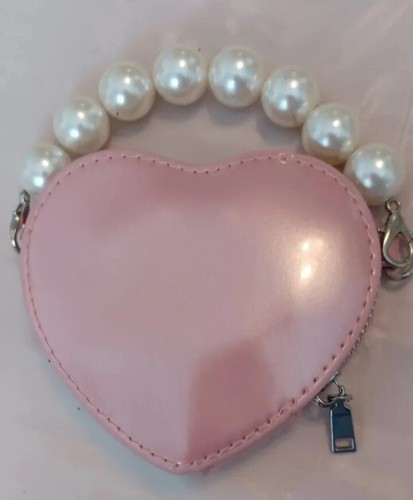 2 Girls 10% OFF Heart Shaped Purses w/ Pearl Handles RED & PINK Crossbody Kids - Picture 3 of 14