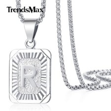 Silver Plated Initial 26 Letter A-Z Charm Pendant Necklace 18"-22" Female Male