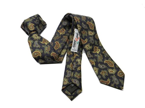 CRAVATTA slim blu dis Paisley CRAVATTINO fine SETA VARI cashemire gialli rossi - Imagen 4 de 6