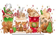 GingerBread Coffee Christmas  Sublimation Print Transfer  Ready to Press