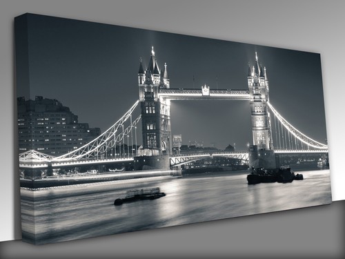 Tower Bridge in at night London UK Panoramic Canvas Wall Art Picture Print - Picture 1 of 4